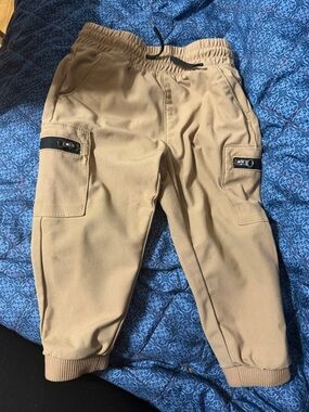 wonder nation Tan Cargo Jogger Pants with Black Accents